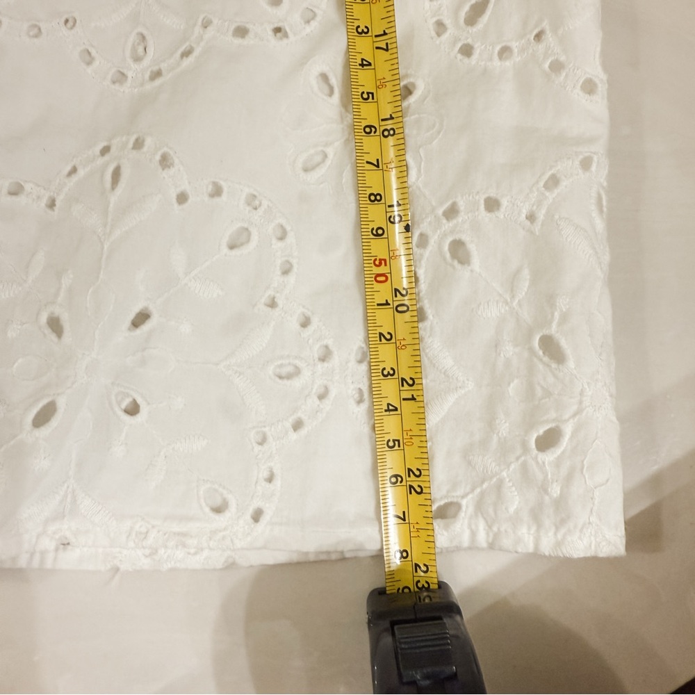 Sezane White Eyelet Lace V-Neck Shirt - Picture 11 of 11